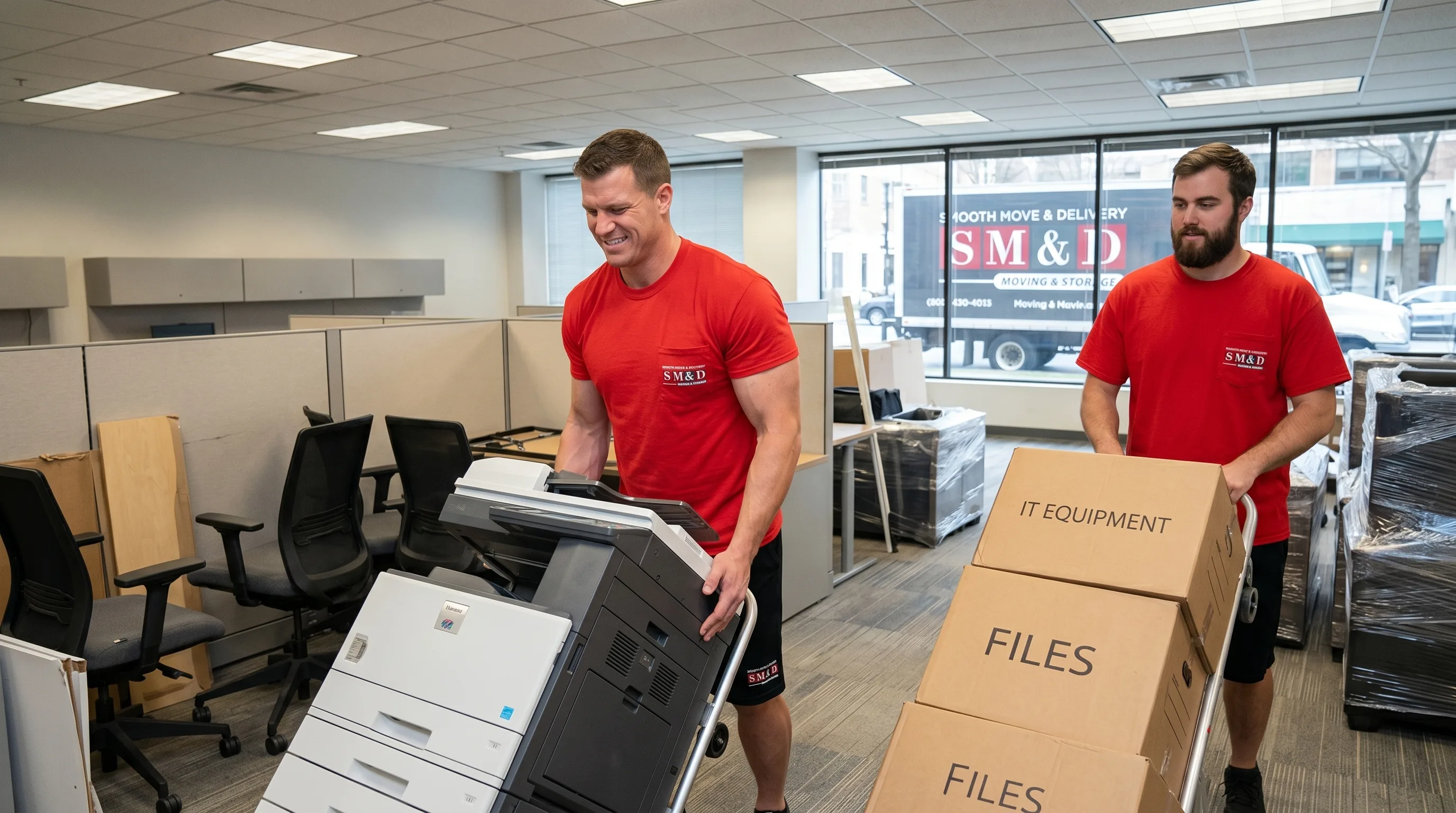 Smooth Move & Delivery crew coordinating a business relocation.